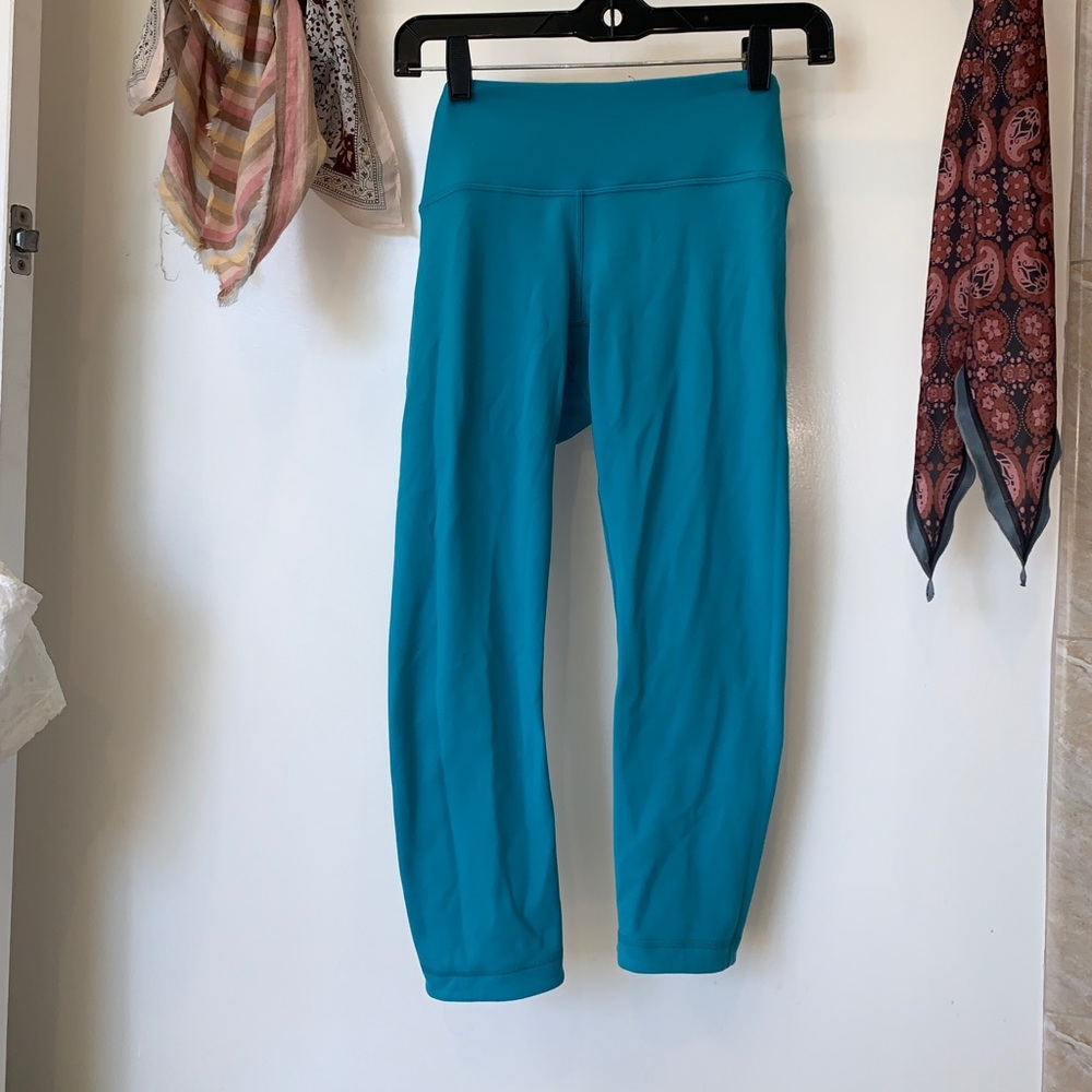 reversible light blue Lululemon crops